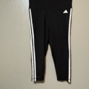 Adidas kids? Black Athletic Leggings with White Stripes